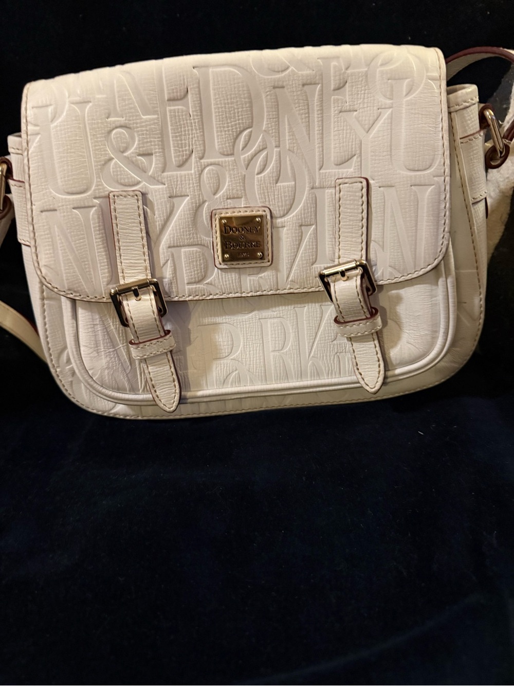 Dooney & Bourke white Embossed Logo Flap Crossbody